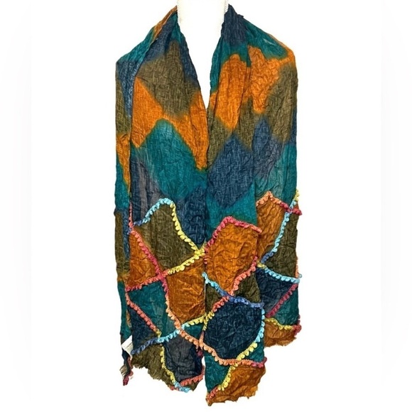 Chico's Multi Color Patchwork Scarf - Picture 3 of 6